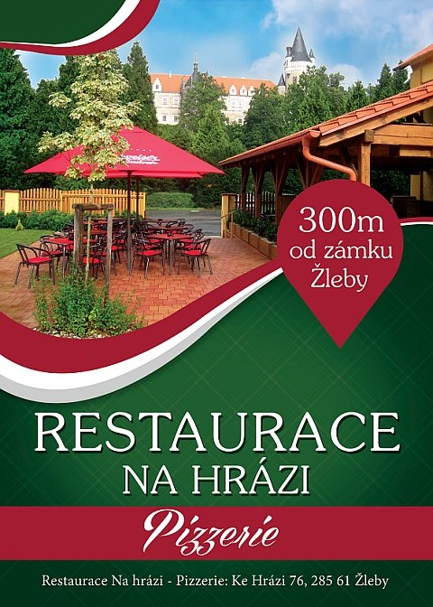 Restaurace Na Hrázi Žleby - Letní zahrádka s překrásným výhledem na zámek